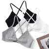 Bras Cotton Wireless For Women Thin Bralette Sexy Deep V Triangle Cup Cross Beauty Back Small Bra Comfort