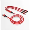 3 in1 Woven USB Charge Cable 1.2m Fast Charging Cord for iPhone Android Samsung Xiaomi