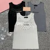 Designer Beads Knitted Tee Luxury Letter Printed Knitted Tank Sexy Sleeveless Tanks Stylish Charm Tank Tops