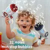 Giochi con la sabbia Divertimento in acqua Giocattoli da bagnetto per bambini 32 buche vecchio giocattolo a bolle Luce a LED a forma di astronauta pistola per sapone automatica elettrica per bambini regalo all'aperto H240308