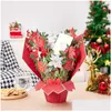 Cartes-cadeaux 3D Pop Up Flower Carte de voeux de mariage Fête des mères Cartes postales de Pâques Poinsettia Bouquet grandeur nature Livraison directe Dhlgd