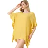 Summer Womens Ruffled Solid Casual Dresses Color Simple Loose Beach Bikini Blouse Sun Protection Dress