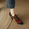 Sapatos de vestido Mulheres Bombas Brogue Vintage Chunky Heel Kid Camurça Oxford Mulher Lace Up Feminino Moda Elegante Senhoras Botas Curtas