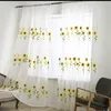 Rideau 1 panneau broderie tournesols rideaux transparents pour salon pastorale gaze Tulle draperie tissus traitement de fenêtre enfants