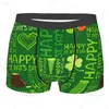 Sous-vêtements St Patrick's Day Boxer Briefs Clover Leaves Sous-vêtements Respirant Stretch Trunk avec pochette S-XXL