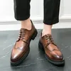 Chaussures décontractées pour hommes, robe d'affaires à lacets, mode masculine Oxfords, affaires italiennes formelles, costumes en cuir pour fête de mariage