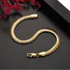 14k Yellow Gold Fine 6MM snake bone Necklaces bracelets for Men Women Fashion Jewelry set gift