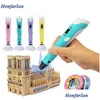 3D Drawing Pen الجيل الثاني من الطابعة ثلاثية الأبعاد Pen DIY 3 حزم PLA Filament Arts Ding هدية إبداعية للأطفال تصميم USB Charge W DH8KP