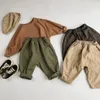 Trousers 2024 Boys Girls Spring Autumn One Piece Pressed Casual Radish Diagonal Woven Pants Soft Loose All-match Outdoor