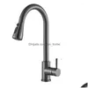 Kitchen Faucets Brushed Nickel Pl Out Sink Water Tap Deck Mounted Mixer Stream Sprayer Head Cold Taps Black Chrome Drop Delivery Hom Dhirw