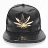 Boll Caps Doit Metal Golden Brand lämnar Herr Baseball Cap Hip Hop Leather Snapback Hatts för män Kvinnor Gorras hombre