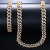 Gold Silver Color Micro Paved 8MM CZ Miami Cuban Chains Necklaces Bracelet Hiphop Mens Iced CZ Fashion Jewelry Gift299p