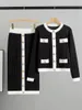 Robes de travail Choichic tempérament élégant femmes deux pièces ensemble automne hiver français tricoté cardigan veste noir demi-jupe ensembles de bureau
