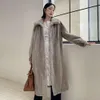 Haining – manteau Long en velours pour femme, fourrure de vison entière, au-dessus du genou, nouvelle collection automne/hiver 2023, 252205