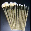 12PCS/SET DIOND-STUDDDDED SZKUKA Klejnoty Makeup Narzędzia piękności Full Diamond Loose Powder Foundation Brush Bling 240229