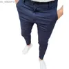 Pantalons pour hommes pantalons pour hommes à la mode coupe ajustée pantalon à glissière uni Plus 3XL 4XL pantalons de travail quotidiens 240308