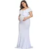 Robes de maternité Pographie Props Robe De Grande Taille Élégante Fantaisie Coton Grossesse Po Shoot Femmes Longues 240228