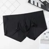 Cuecas masculinas juventude gelo seda sem costura boxer shorts ultra-fino respirável secagem rápida solto menino sexy u bolsa convexa