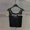 Sexy V Neck Knit Vest Stylish Knit Halter Tops Luxury Rhinestone Embellished Knitted Camisole Designer Tank Tops
