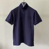 Camiseta masculina bordado remendo logotipo carta pedra casual algodão masculino turndown si polo colarinho manga curta t camisa topos t si