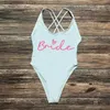 Maillots de bain pour femmes Team Bride Love String Maillots de bain Femmes One Piece Maillot de bain Bachelorette Party Maillot de bain Summer Beachwear High Cut Costume dos nu L240308