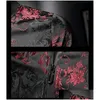 Męskie kurtki modowe męskie kurtki kwiatowe haft haftowy kwiat stylowa kurtka bombowca męska kieszonkowa odzież kieszonkowa męska mączka szczupła dopasowanie Dh9vw
