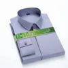 S-6XL Concealed Button Bamboo Fiber Luxury Mens Long Sleeve Social Shirts Slim Fit Elastic Anti-wrinkle Formal Elegant Shirt 240307