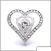 Clasps Hooks Noosa Hollow Heart Ginger Snap Button Jewelry Findings Crystal Chunks Charms 18Mm Metal Lover Snaps Buttons Factory S Dhzge