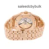 Relógio Mecânico Automático Audema Pigu Double Balance Wheel Openworked Royal Oak Autograph Rose Gold Mens Relógio de Pulso 41mm 15400OR OO.1220OR.02 WN-WO0O