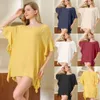 Summer Womens Ruffled Solid Casual Dresses Color Simple Loose Beach Bikini Blouse Sun Protection Dress