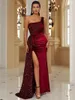 Casual Dresses Sexy Women Corset Party Maxi Dress Elegant Fashion One Shoulder High Waist Folds Graduation Evening Floor Length