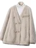 Manteau de fourrure pour femmes, Cardigan chaud en daim et vison, Double boutonnage, manches longues, vêtements d'extérieur pour dames, hiver 2024