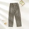 Capri Plaid Design Warme Winter Slaapbroek voor Dames Katoen Flanel Lange Broek Homewear Lounge Wear Pamabroek Pyjama Femme