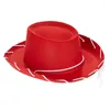 Berets 1Pc Childrens Brown Red Felt Cowboy Hat Western Big Eaves Novelty Christmas Cowgirl Costume For Kids Boys Girls