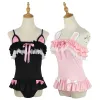 Costume da bagno donna ragazza Kawaii Bunny Ear costume da bagno Anime ragazza carina rosa increspato spiaggia costumi interi Cosplay