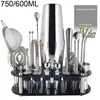 Outils Boston Cocktail Shaker Bar Tools Mixer Wine Set Bartender Shaker Kit avec support 750 ml 600 ml