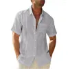 Camicie casual da uomo Camicia cardigan con taschino estivo in cotone tinta unita a maniche corte da lavoro per uomo