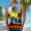 Men's Tank Tops Tanks For Men Casual Fashion Sleeveless Summer Classic Hawaiian Beach Theme Printed Round Neck Loose