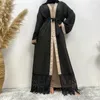 Ethnic Clothing Eid Ramadan Abaya Open Cardigan Women Muslim Maxi Dress With Lace Dubai Pakistani Saudi Islam Kaftan Turkey Robe Kimono