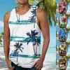 Men's Tank Tops Tanks For Men Casual Fashion Sleeveless Summer Classic Hawaiian Beach Theme Printed Round Neck Loose