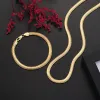 14k Yellow Gold Fine 6MM snake bone Necklaces bracelets for Men Women Fashion Jewelry set gift