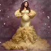 Maternity Dresses Luxury Mermaid Evening Dresses for Photoshoot Off Shoulder Ruffles Pregnant Women Robes Sexy Long Sleeves Maternity Gowns L240308