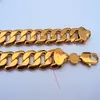 Vångt tungt 108g 24k Stamp Real Yellow Solid Gold 23 6 Men's Necklace 12mm Curb Chain 600mm smycken Mint-Mark Brevbokning 10233S