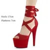 Sexig plattform Suede Women Sandals Ankle Strap High Heel Ladies Shoes Girl Pump Pole Dancing 98608