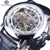 Forsining watch Waterproof Gear Movement Transparent Genuine Leather Mens Clock Skeleton Mechanical Automatic Watches Top Brand Lu201e