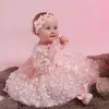 3 6 12 18 24 36 Months born Dress Flowers Mesh Fashion Party Little Princess Baby Dress Christmas Birthday Gift Kids Clothes 240226