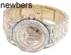 Aps Factory Audemar Pigue Watch Swiss Movement Abbey Royal Oak 18k Rose Gold Chrono Rectangular Diamond Watch 78.75 CT