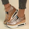 Cuir Sier Pu Platform Sneakers Femmes décontractées sans glissement épaisse semelles chaussures de sport femme plus taille sur mots zapatos