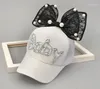 Casquettes de balle fille bébé adorable mignon Baseball enfants enfant princesse oreille strass Snapback chapeaux pour fête de danse cadeau d'anniversaire