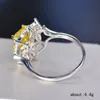 SZ6-10 Fashion Party Ring Sparkling Flower Jewelry 925 Sterling Silver Square Yellow Cz Zircon Diamond Women Engagement Band Rings247L